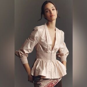 Anthropologie Light Pink Peplum Blouse